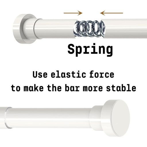 GDEVKHN Bară Perdea Duș Inox, Fără Găurire, Tijă Telescopică 62-85 cm, Negru