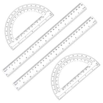   Set PEOVLVN de 4 rigle transparente de 30 cm cu raportor, set de rechizite școlare din plastic pentru elevii de școală primară