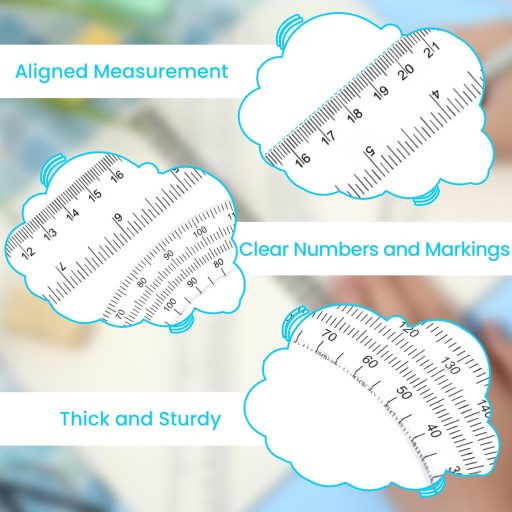 Set PEOVLVN de 4 rigle transparente de 30 cm cu raportor, set de rechizite școlare din plastic pentru elevii de școală primară