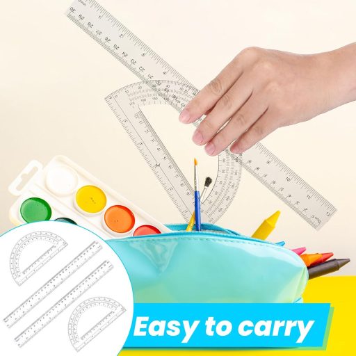 Set PEOVLVN de 4 rigle transparente de 30 cm cu raportor, set de rechizite școlare din plastic pentru elevii de școală primară