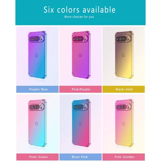 HONLEN Google Pixel 9 Pro tok Gradient Clear TPU Fekete Arany sarokvasalás