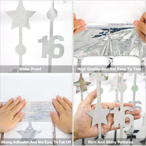 WenmthG Rozéarany 16-os Szülinapi Függöny Dekoráció - 2db Csillagos Fityegő Függöny 2M