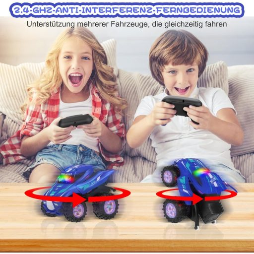 ITEFDTUTNE RC auto s funkcijom prskanja, LED svjetlom i glazbom, rotacija 360° i drift, plavi