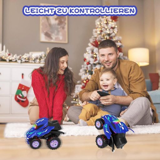 ITEFDTUTNE RC auto s funkcijom prskanja, LED svjetlom i glazbom, rotacija 360° i drift, plavi