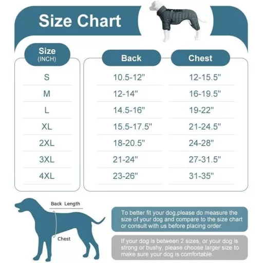 lovelonglong Haină impermeabilă pentru câini, 4XL, reflectorizantă, vestă călduroasă pentru câini mici, medii și mari.