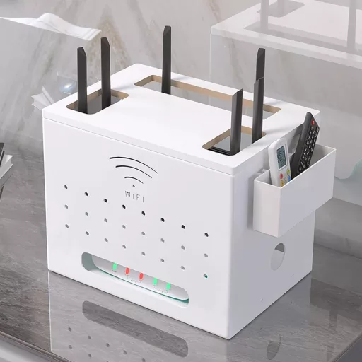 Catekro WiFi router polica biela - skladací úložný box, elegantná dekorácia do izby