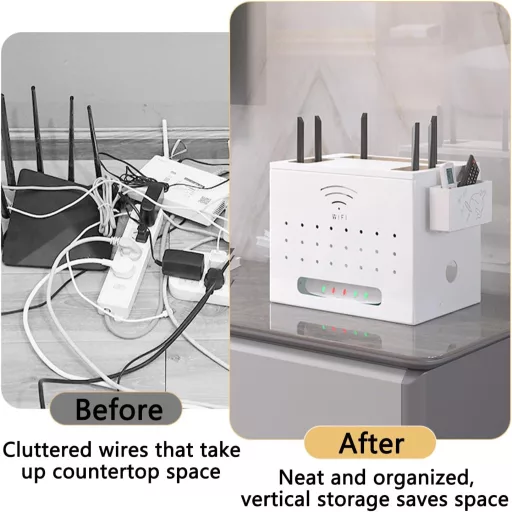 Catekro WiFi router polica biela - skladací úložný box, elegantná dekorácia do izby