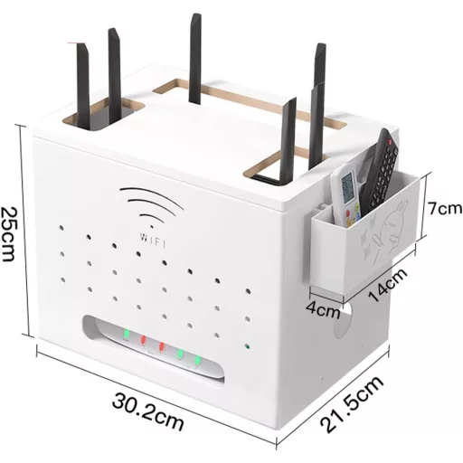 Catekro WiFi router polica biela - skladací úložný box, elegantná dekorácia do izby