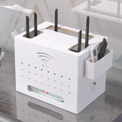 Catekro WiFi Router Polc Fehér - Összecsukható Tárolódoboz, Elegáns Szobadekoráció