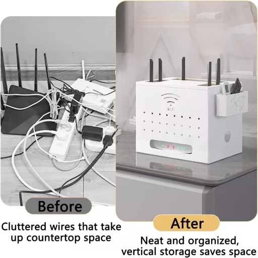 Catekro WiFi Router Polc Fehér - Összecsukható Tárolódoboz, Elegáns Szobadekoráció