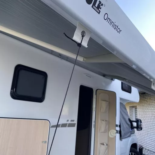 Adunsiaoto sada 8 kusov háčikov na markízu pre obytné vozidlá, do koľajnice, sivo-biela, 5-8 mm