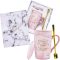 MILIAFLICK Elegáns Kerámia Bögre Anyáknak - Rózsaszín Kávéscsésze Fedővel és Arany Keverőkanállal - Ajándék Anyák Napjára, Születésnapra, Ka