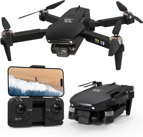 TTROARDS TT19 Skladací dron s 1080P HD kamerou - Bezkomutátorový motor, 180° detekcia prekážok, Odolnosť voči vetru úroveň 4, Pre začiatočníkov a dospelých