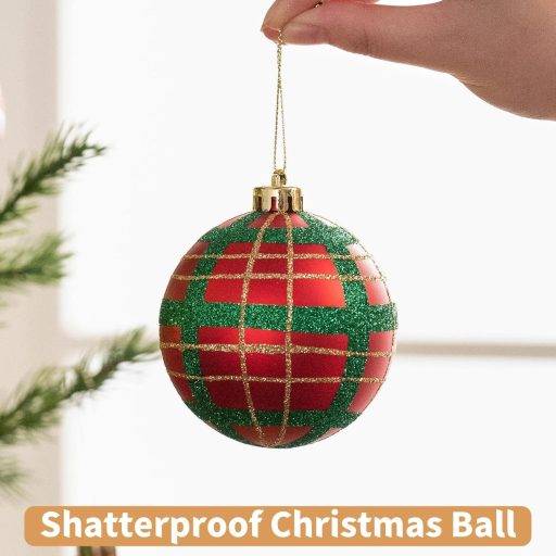 KAHEIGN 30 darabos karácsonyi gömb szett 6 cm piros zöld arany