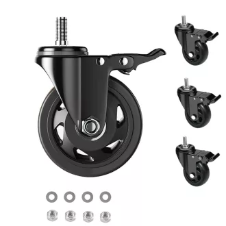   RRIUTO Bútor Görgő Fékkel - 75 mm Forgó Kerekek M10x30 mm Csavarral, 360° Forgás, Dupla Csapágy, 4 db Teherbíró Kerék Bútorokhoz, 400 kg Teh