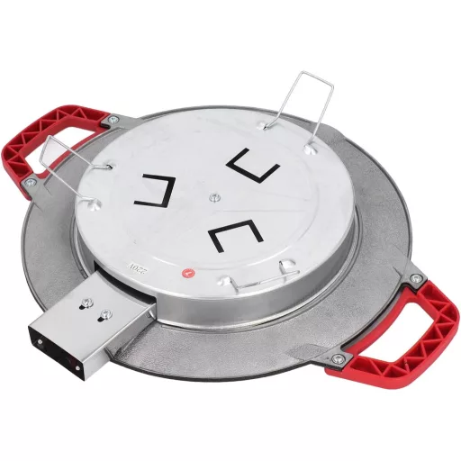 Elektrický gril Jiawu, 30 cm, okrúhly, s úchytkami, bezdymový BBQ gril, panvica, 5 stupňov výkonu