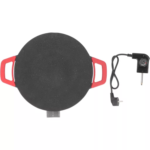 Jiawu elektromos grillsütő 30 cm kerek füles füstmentes BBQ grill serpenyő 5 fokozat