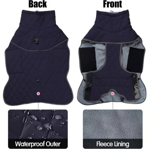 Nepremokavý psí kabát HEYWEAN s flísovou podšívkou, reflexný zimný kabát pre psov