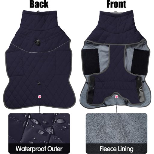 HEYWEAN vízálló kutyakabát fleece béléssel, reflektív téli kabát kutyáknak