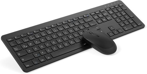 seenda SK38-3 Vezeték Nélküli Billentyűzet-Egér Szett, Ultravékony Újratölthető, Ergonomikus, Szilikon Porvédővel, PC/Laptop/Smart TV, QWERT