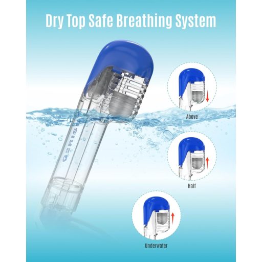 G2RISE Gyermek Búvármaszk - Teljes Arc Fedésű Snorkel Maszk, Páramentes, Száraz Tetejű, Biztonságos CO2 Elvezetés, Kék-Fehér és Rózsaszín Sz