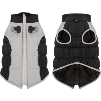   Aiboria zimska jakna za pse, vodootporna, otporna na vjetar, s prsnim remenom, XL, crna