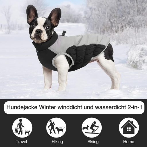 Aiboria Téli Kutyakabát Vízálló Szélálló Mellpánttal XL Fekete