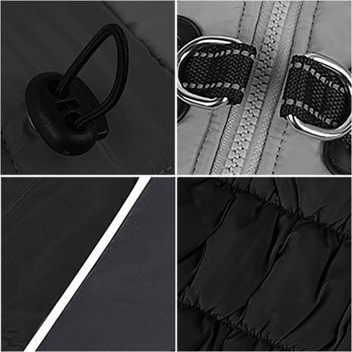 Zimný kabát pre psov Aiboria, nepremokavý, vetruvzdorný, s hrudným popruhom, XL, čierny