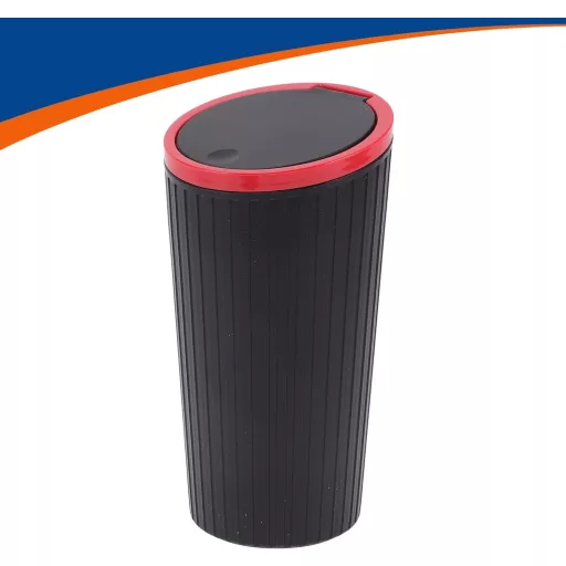 Coș de gunoi auto portabil ABSOPRO - Colector compact de deșeuri auto din plastic roșu, 8,1 cm lățime, 16 cm înălțime