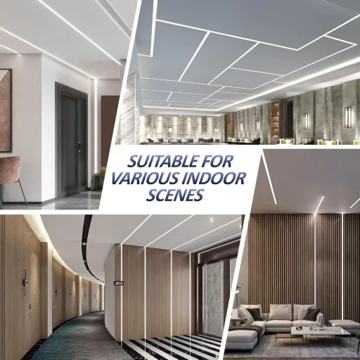 LASLUX Alumínium LED profil U-alakú 2m, diffúzorral és végzáróval, beépíthető