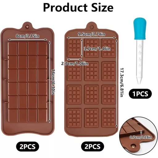 FINEASY 4 részes szilikon csokoládé forma készlet, BPA-mentes, újrahasználható