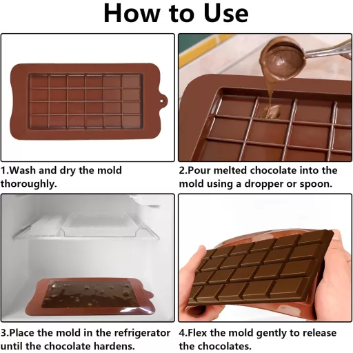 FINEASY 4 részes szilikon csokoládé forma készlet, BPA-mentes, újrahasználható