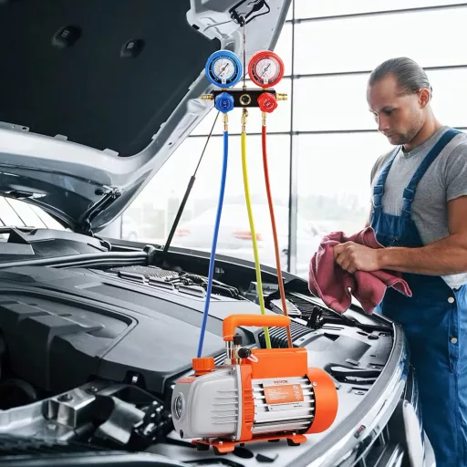VEVOR 100L/min Výveva A2L Protipožiarne 150W 220V/50Hz Sada pre klimatizácie s Manometrom pre Klimatizačné a Automobilové Chladiace Systémy