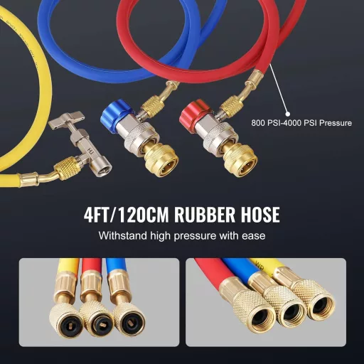 VEVOR 100L/min Vákuumszivattyú A2L Robbanásbiztos 150W 220V/50Hz Klímaszerelő Készlet Nyomásmérővel Légkondicionáló és Autóhűtő Rendszerekhe