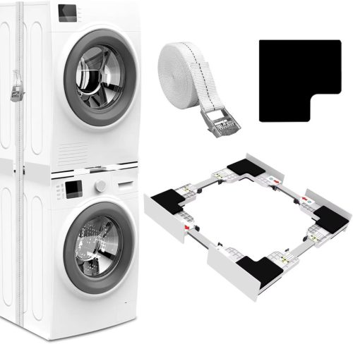 Cadru Universal de Conectare NIUXX pentru Mașină de Spălat și Uscător - Kit de Fixare Compatibil 46-66 cm cu Tampoane Antialunecare și Frânghie de Siguranță