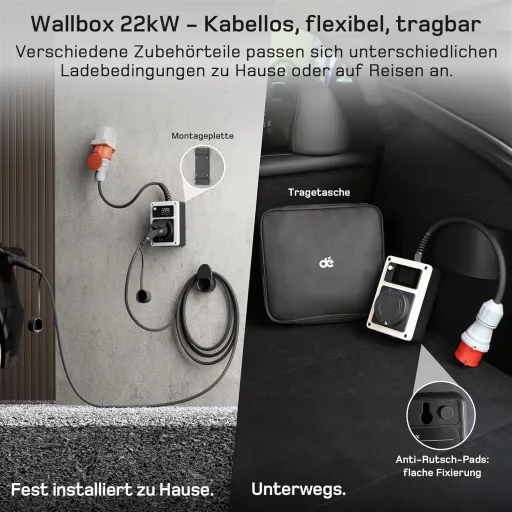 dé Wallbox 22 kW 32 A Elektromos Autó Töltő CEE Csatlakozóval és Type 2 Aljzattal, Villanyóra és RFID Kártya, ID.4, Model Y, e-tron Kompatib