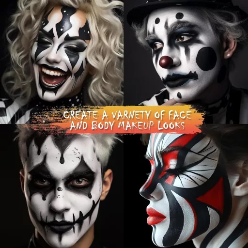 Sunshine smile 140g Arcfesték Készlet - Fekete, Fehér, Piros Színekben - Farsangi, Halloween Smink Gyerekeknek és Felnőtteknek - Színpadi Ar