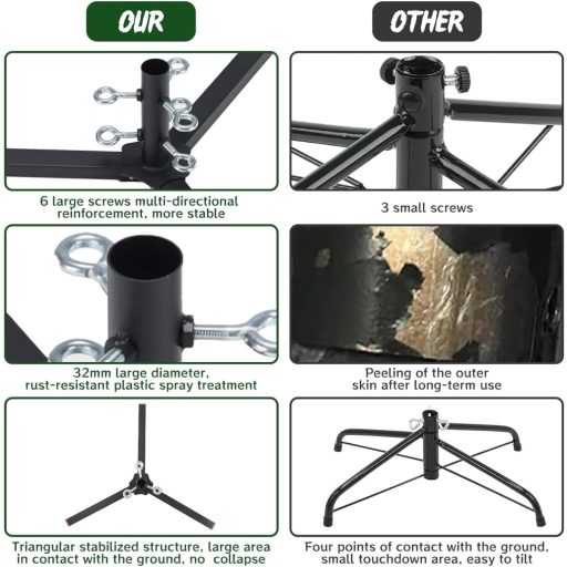 Stojan na vianočný stromček DAKEPOLE do priemeru 30 mm, stabilný čierny držiak na kmeň vianočného stromčeka