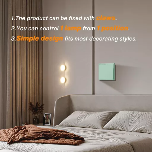 MVAVA M2 Utična Električna Skoplka - Jednopolna Zelena Plastična Zidna Sklopka 80x80mm, 10A, 250V, Dnevni Boravak, Kuhinja, Kupaonica