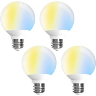   Bec LED Inteligent iLC G80 E27 6W, Compatibil Alexa, Dimmabil, Temperatură Culoare Reglabilă 2700K-6000K, Cameră de Zi, Set 4 Bucăți
