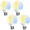 Bec LED Inteligent iLC G80 E27 6W, Compatibil Alexa, Dimmabil, Temperatură Culoare Reglabilă 2700K-6000K, Cameră de Zi, Set 4 Bucăți