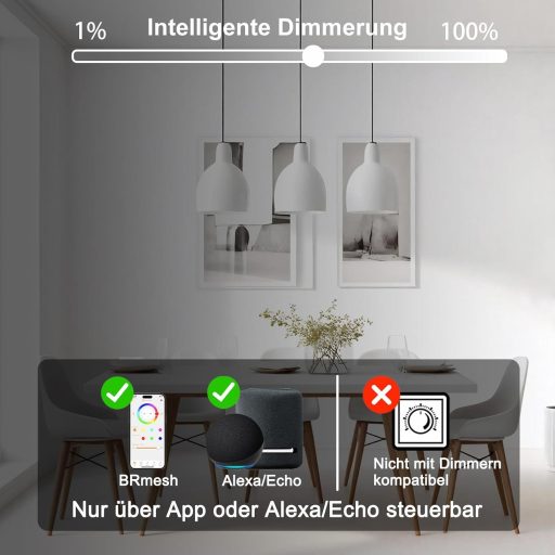 iLC G80 Okos LED Izzó E27 6W Alexa Kompatibilis Szabályozható Színhőmérséklet 2700K-6000K Nappali Szoba 4 Darabos Csomag