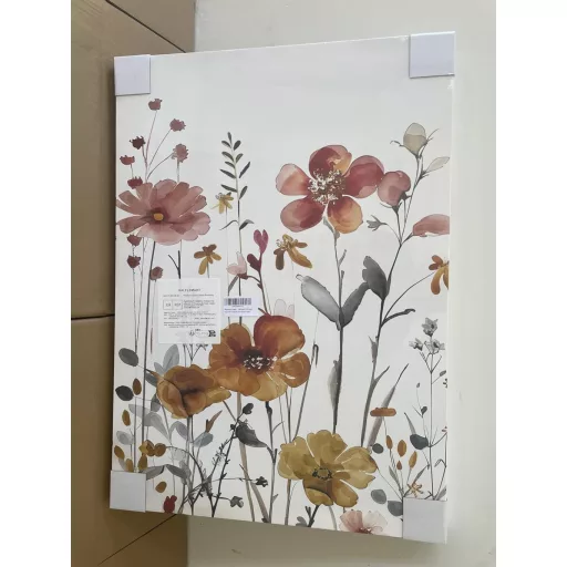 HALFLEMART Triptih Slika na platnu s divljim cvijećem - Rustikalna zidna slika s cvjetnim uzorkom i okvirom - Dekoracija za dnevni boravak i spavaću sobu - Zidna dekoracija 150 x 70 cm