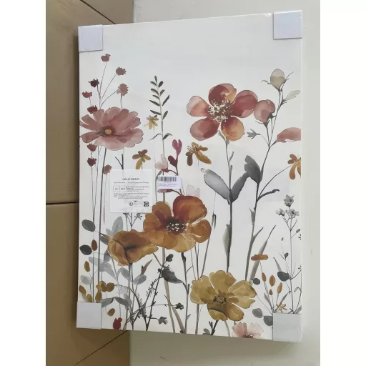HALFLEMART Vadvirágos Vászonkép 3 Részes - Rusztikus Virágmintás Falikép Kerettel - Nappali Hálószoba Dekoráció - 150 x 70 cm Faldekoráció