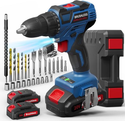 VirtuDrill 20V Akkus Fúrócsavarozó, 60 Nm Nyomaték, 2 Sebességfokozat, 2db 2.0Ah Akkumulátorral, LED Világítással, 25+1 Fokozat, Kék