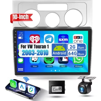   Podofo 10.1" Autórádió VW Touran 2003-2010 Android 13 Carplay GPS Bluetooth
