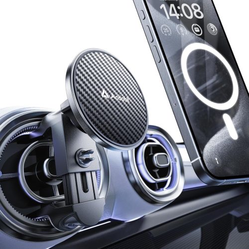 andobil MagSafe Mágneses Autós Telefontartó Kerek Szellőzőrácshoz - 20 Erős Mágnessel, Mercedes Benz, Audi Kompatibilis, 360° Forgatható, iP