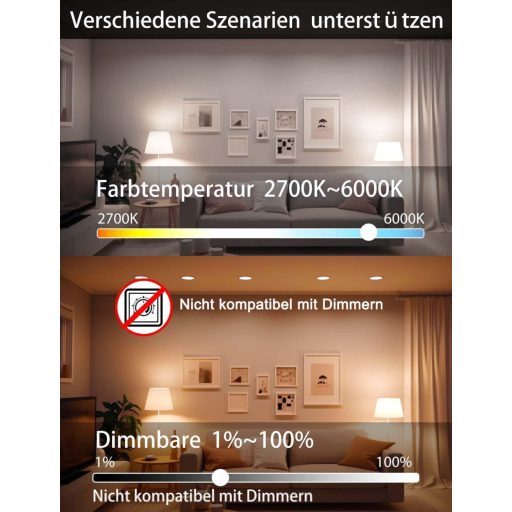 iLC LED Izzó E27 12W Alexa Kompatibilis Okos Világítás Meleg/Hideg Fehér 2700K-6000K Applikációs Vezérlés 4 Darabos Csomag