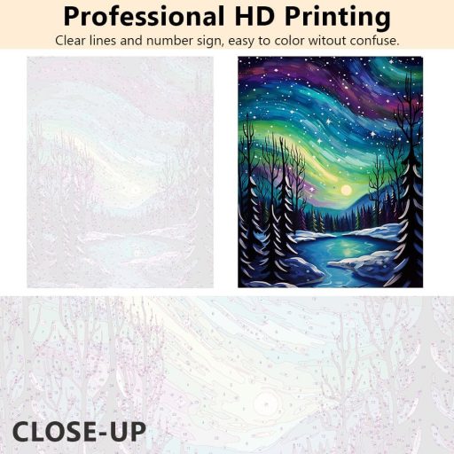 TISHIRON Set za slikanje po brojevima za odrasle – 16 x 20 cm Akrilno slikanje na platnu, Apstraktni šumski motiv, s 3 kista i setom boja