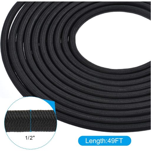PATIKIL Bungee Shock Cord 12mm x 15m Poliészter Rugalmas Kötél Kajak Sátor Terhelésrögzítéshez
